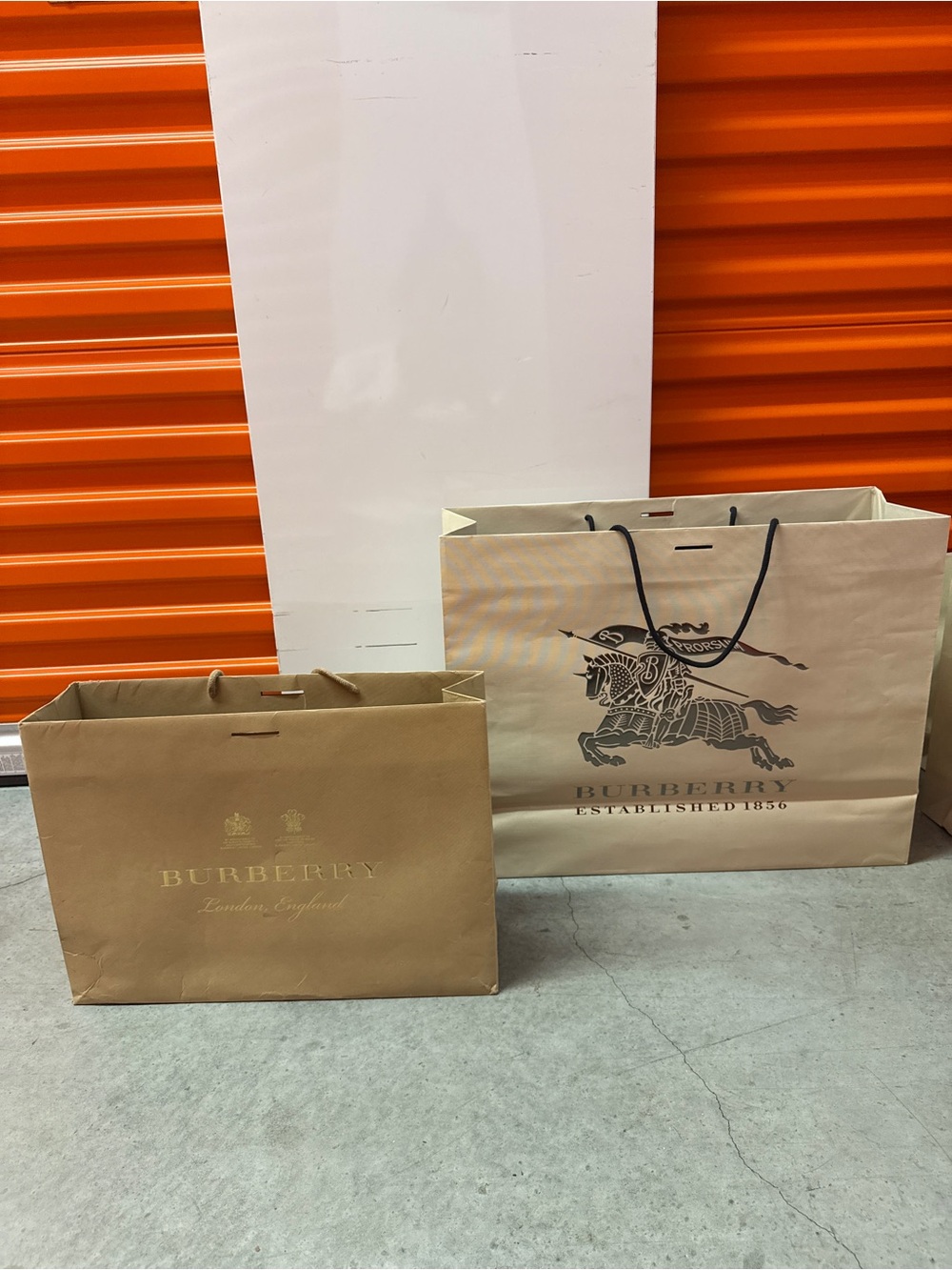 Burberry Brown Paper Shopping Bags with Black Cord Handles